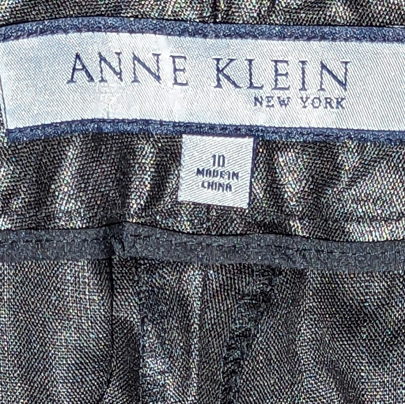 Anne Klein Size 10 100% Linen Shiny Metallic Black Pants - Picture 2 of 7